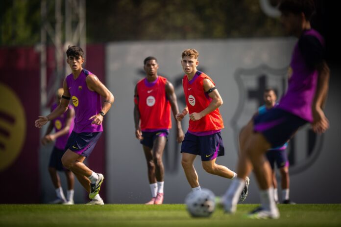fermin lopez à l'entrainement du barca